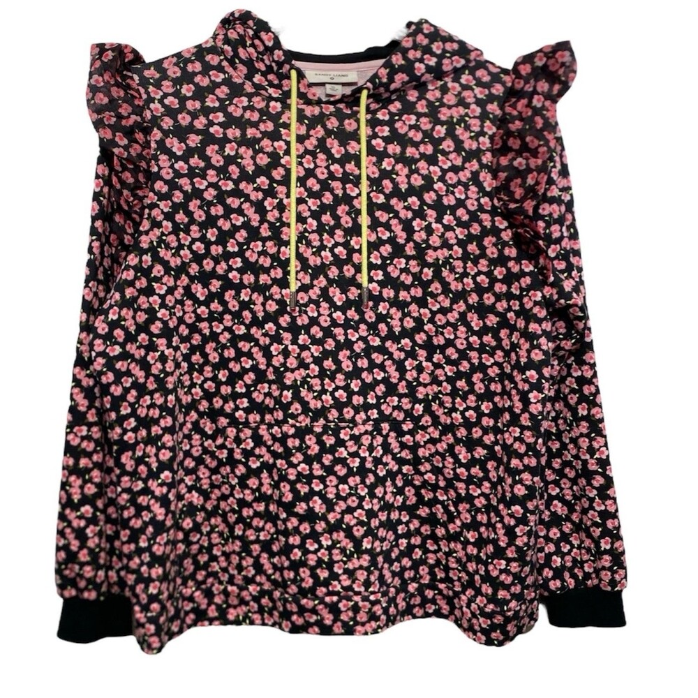 Sandy Liang x Target Hoodie Womens Size XL Ditsy Floral Ruffle Shoulder Pullover